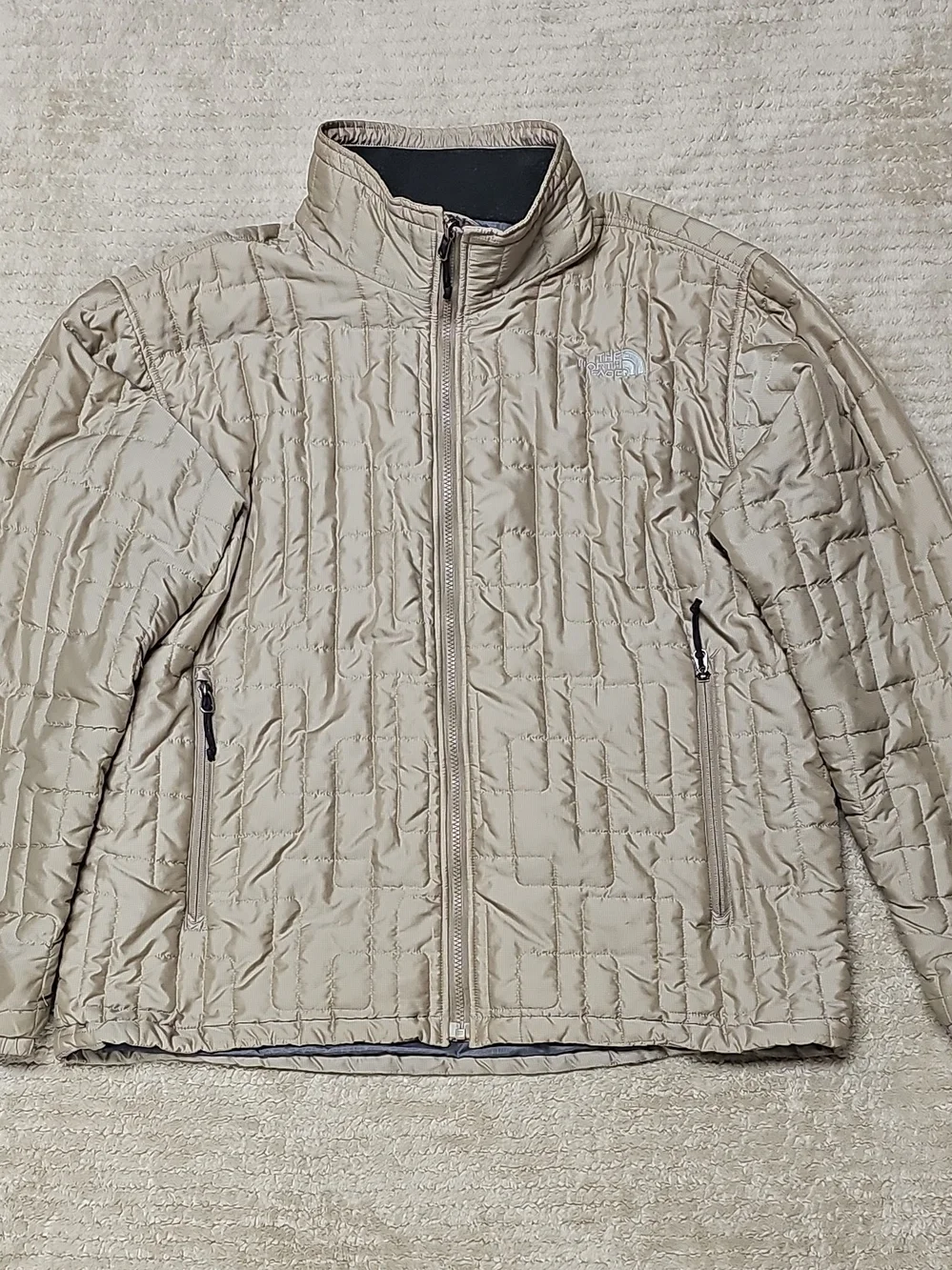 The North Face Men's Quilted Puffer Jacket in Beige Large
